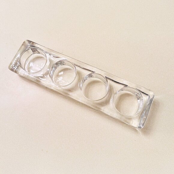 4 Piece Votive Candle Heavy Clear Glass Holders 9x2.5 inch - Picture 1 of 5